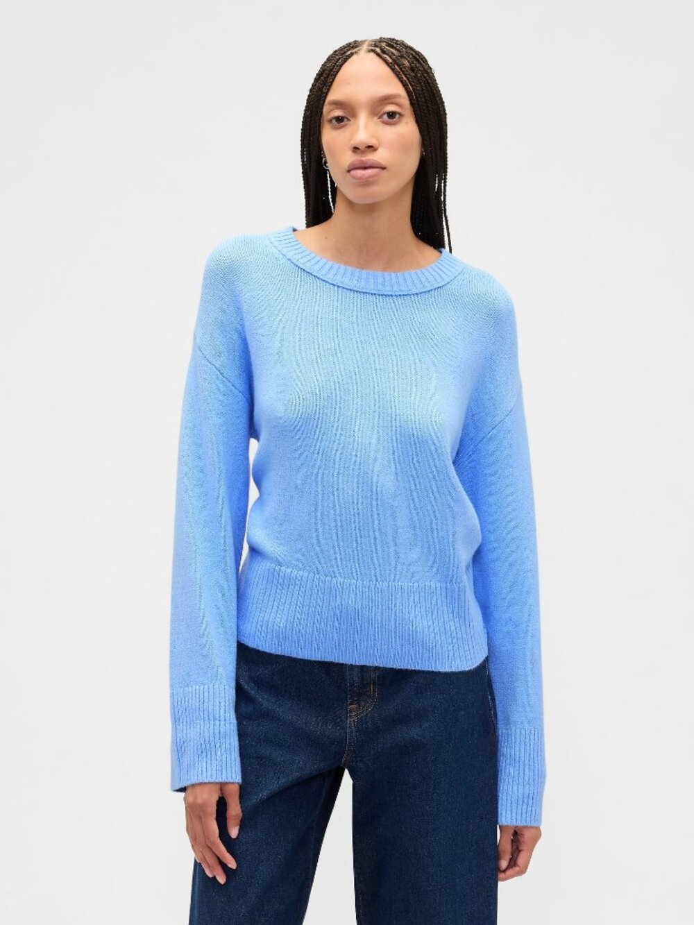 Gap Women's Medium Wind Blue CashSoft Relaxed Crewneck Sweater 60% off Retail